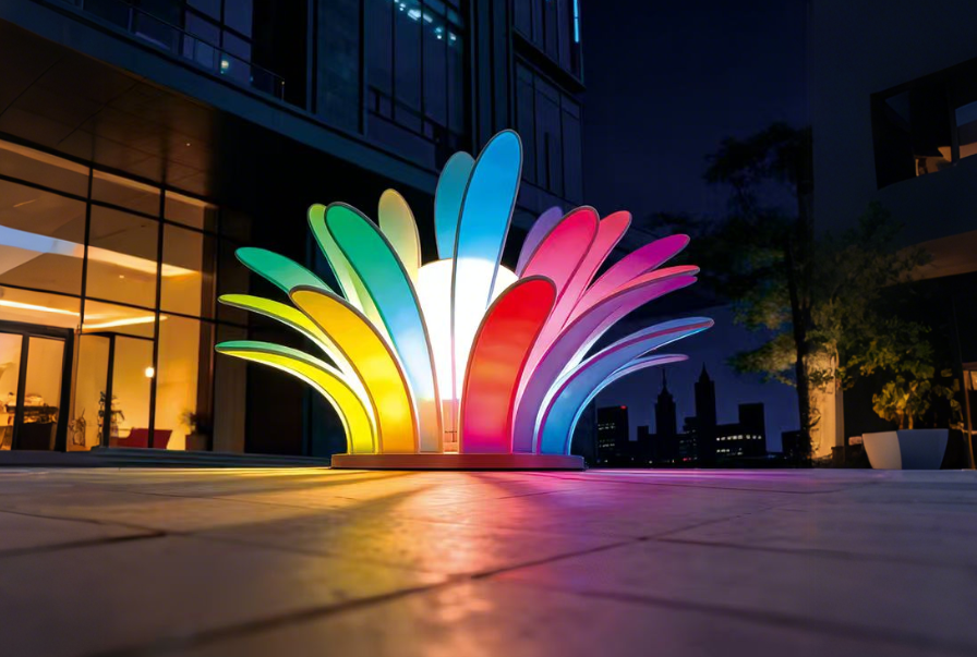 虹羽綻光?漸變彩羽造型戶外燈光裝置